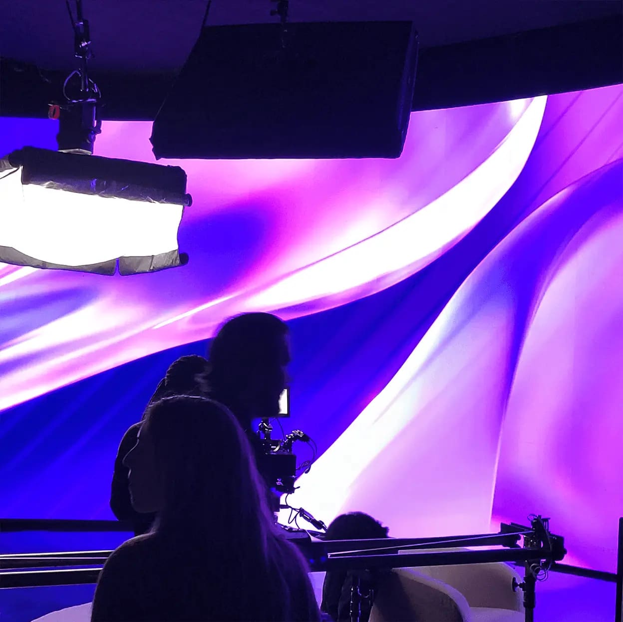 Crew working on virtual production set
