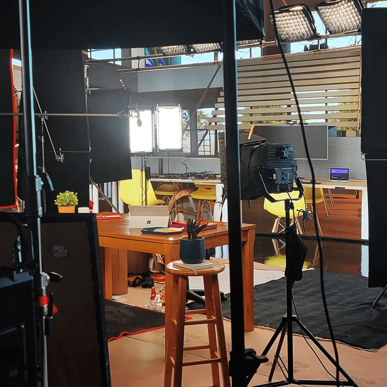 Production setup on LED stage