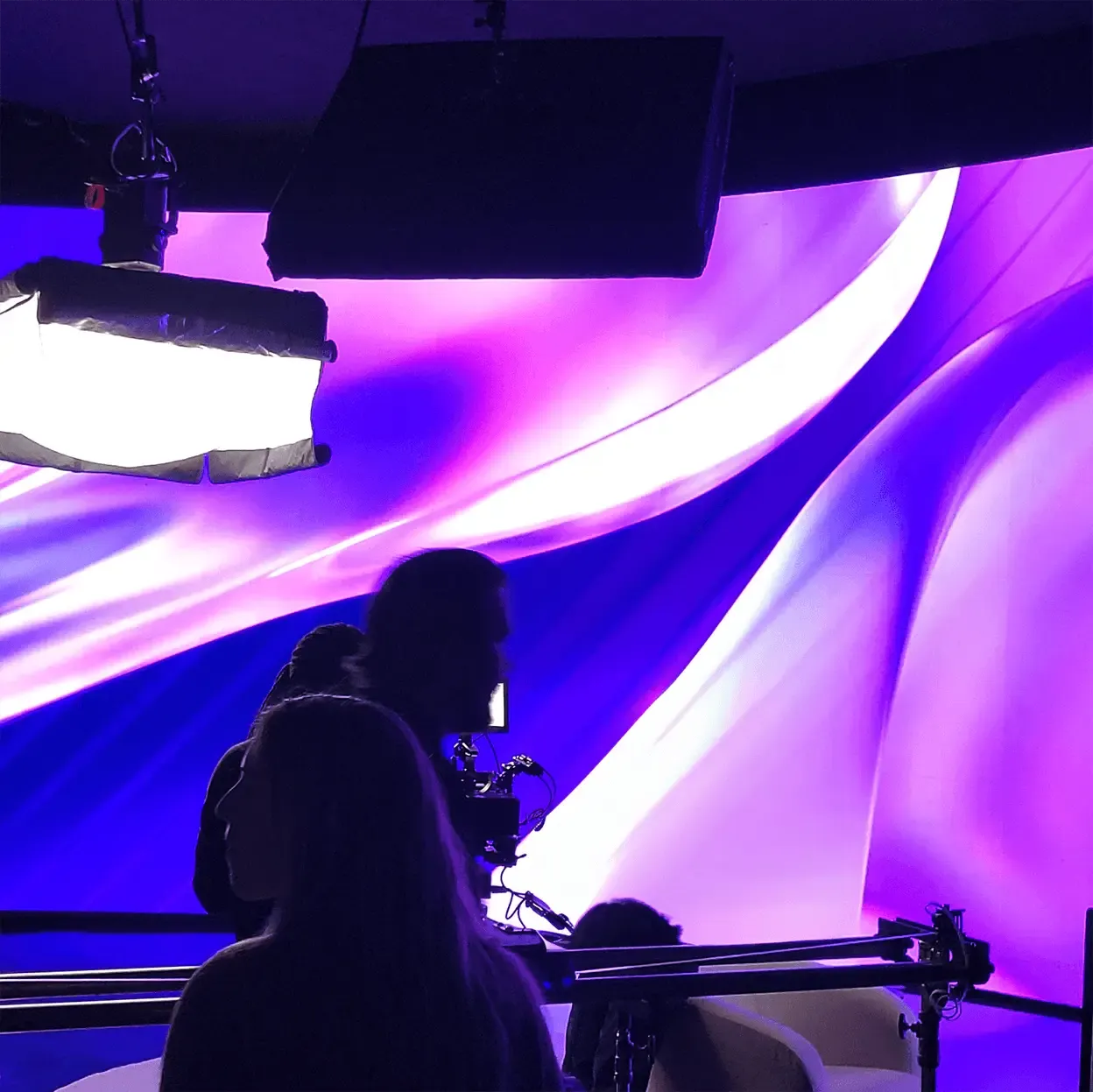 Crew working on a virtual production set